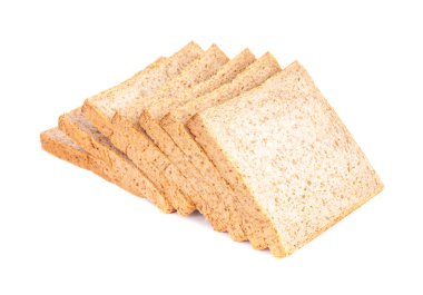 beyaz arkaplanda izole edilmiş ekmek dilimi