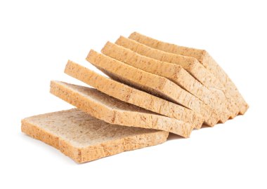 beyaz arkaplanda izole edilmiş ekmek dilimi