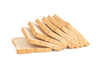 beyaz arkaplanda izole edilmiş ekmek dilimi