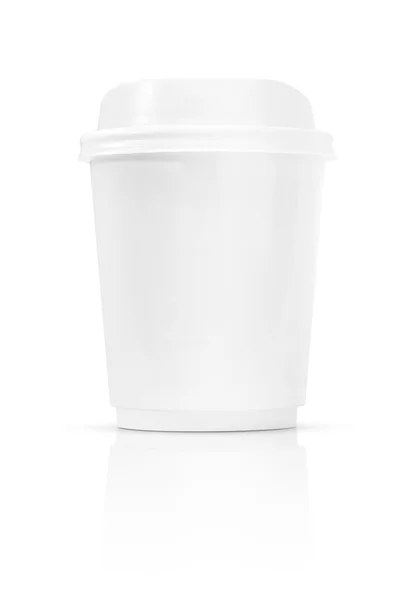 Lege koffiekopje naartoe geïsoleerd op witte achtergrond — Stockfoto