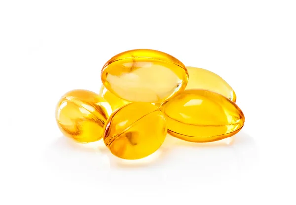 Fish oil supplement capsule isolated on white background — Stock Photo, Image