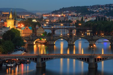 Gece, Prague, Çek Cumhuriyeti, Avrupa'nın Prag köprüler