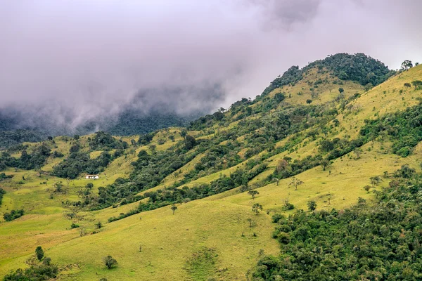 A ház a hegyek, zöld dzsungel mountains, Kolumbia, latin-Amerikában — Stock Fotó