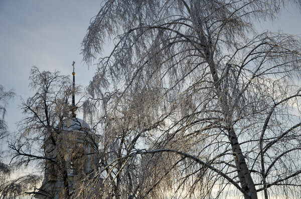 Русская колокольня зимой
