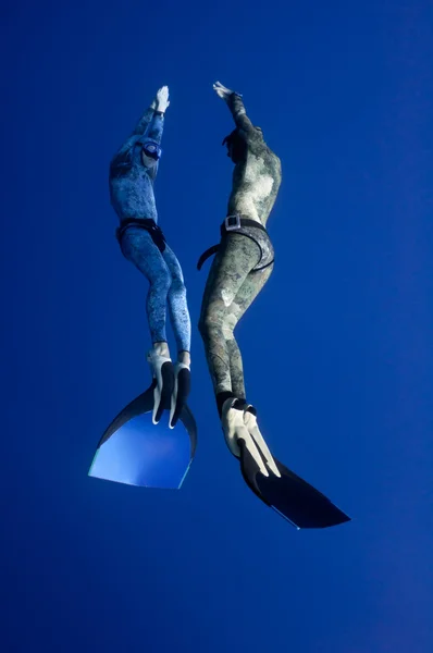 The pleasure of simultaneous freedive — Stock Photo, Image
