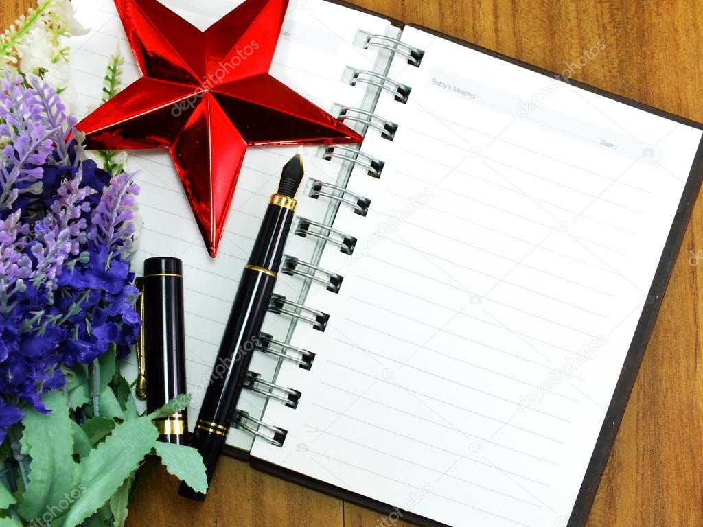 Blank Note Book Paper Background With Decorations Stock Photo