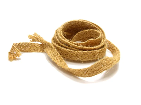 Hemp rope on white background — Stock Photo, Image