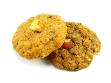 Beyaz arka plan üzerinde izole çerezleri tüm tahıllar