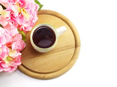 sabah kahve kupa defter ve pasta natürmort Üstten Görünüm