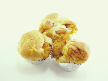 doldurma, jambon, beyaz zemin üzerine mayonez ekmek