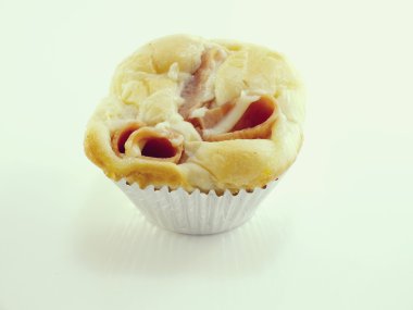 doldurma, jambon, beyaz zemin üzerine mayonez ekmek