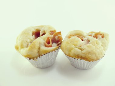 doldurma, jambon, beyaz zemin üzerine mayonez ekmek