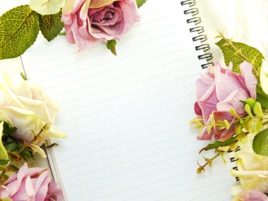 Defter arka plan ile buket çiçek vintage filtreleri