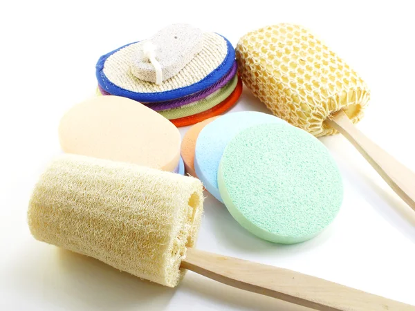 Bath puff and loofah spa kit — Stock Photo, Image