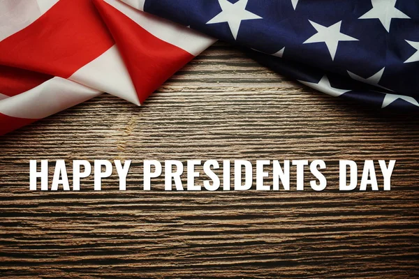 Happy Presidents Day Usa Flag Wooden Background — Stock Photo, Image