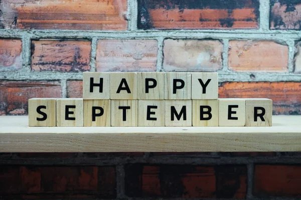 Happy September Alfabet Brief Planken Houten Achtergrond — Stockfoto