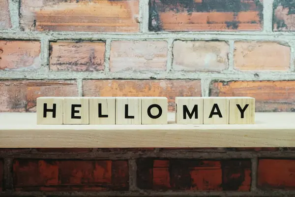 Hello May Ábécé Levél Polcokon Háttér — Stock Fotó