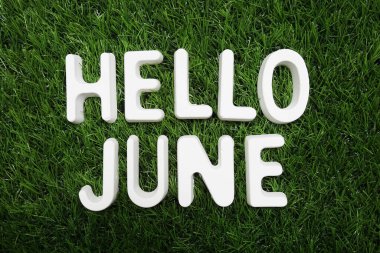 Merhaba Haziran alfabe harfi yeşil çimen arka planda