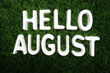 Merhaba Augustalphabet yeşil çimen arka planda harf