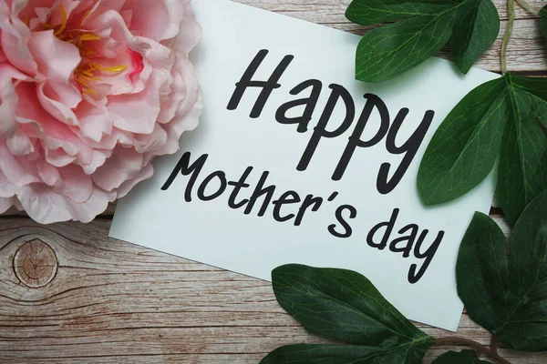 Happy Mothers Giorno Tipografia Testo Sfondo Legno — Foto Stock