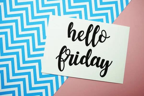 Hello Friday card typography text on pink background