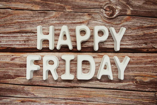 Happy Friday Text Message Wooden Background — Stock Photo, Image