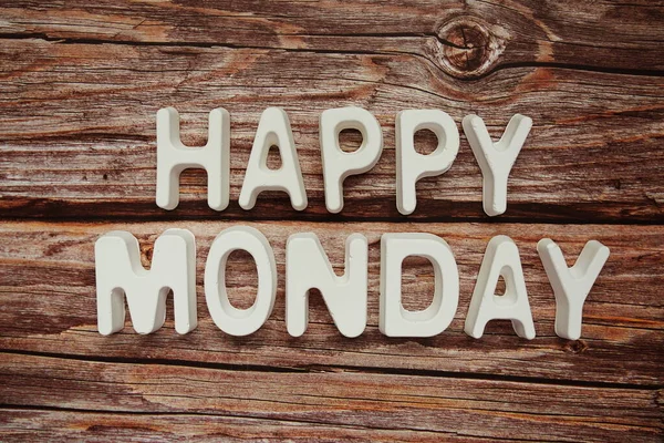 Happy Monday Text Message Wooden Background — Stock Photo, Image