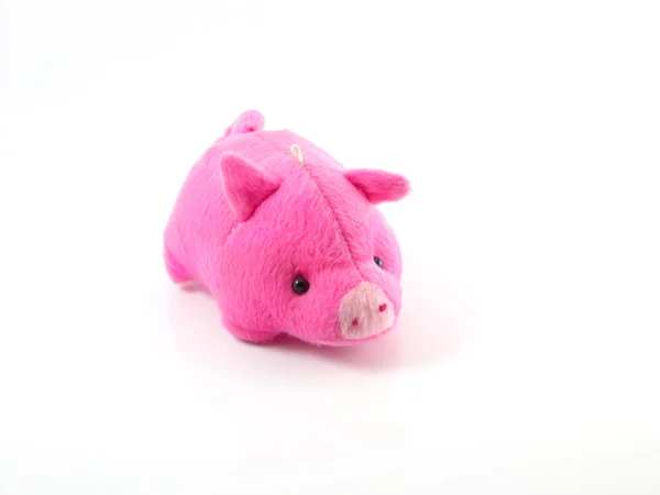 Carino rosa maiale bambola isolato su sfondo bianco — Foto Stock