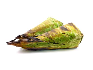 ızgara muz yaprak sarma sarı yapışkan pirinç Tayland tatlısı olduğunu