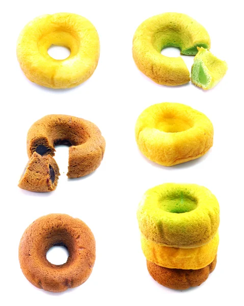 Donut collectie op witte achtergrond — Stockfoto