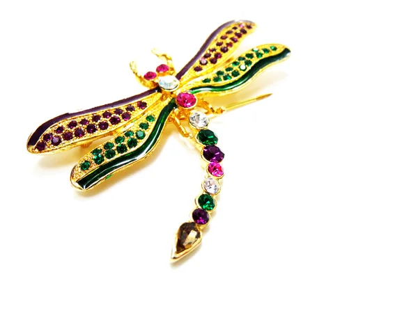 Broche de joyería Dragonfly sobre fondo blanco —  Fotos de Stock
