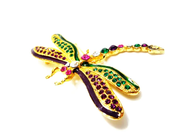 Broche de joyería Dragonfly sobre fondo blanco —  Fotos de Stock