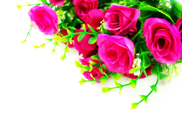 Gefälschte rosa Rose Blume auf weißem Hintergrund — Stockfoto