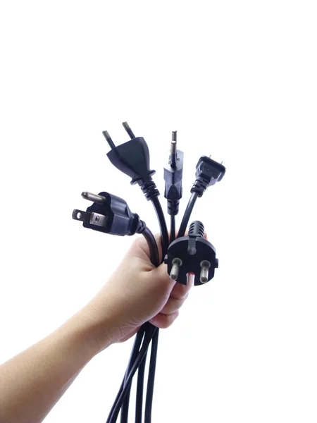 Zwarte elektrische kabel, geïsoleerd op witte achtergrond — Stockfoto