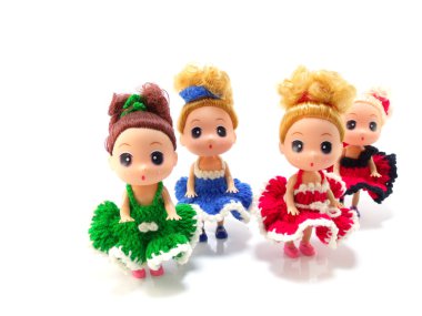 Bebek kız sevimli bebek renkli örgü elbise ile