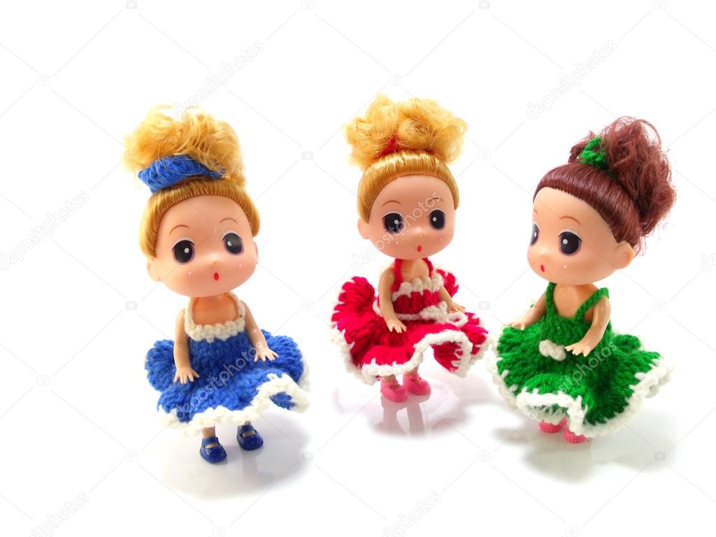 baby girl cute doll with colorful knitting dress