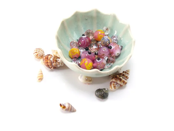Kolekcja barwna ozdoba perełki na białym tle — Zdjęcie stockowe