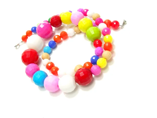 Colorful wood bead necklace — Stock Photo, Image