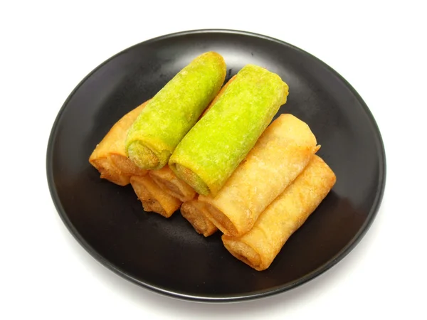 Frito chino tradicional primavera rollos de comida — Foto de Stock