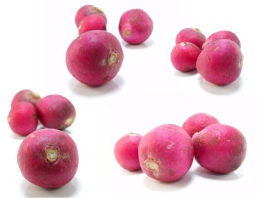 beyaz arkaplanda turp sebzesi