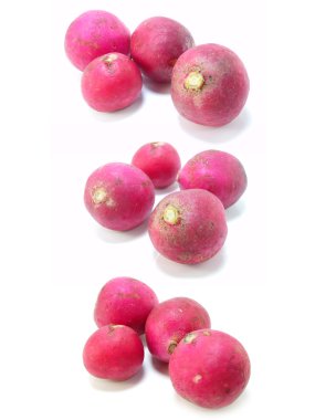 beyaz arkaplanda turp sebzesi