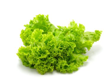 marul salata parçası üzerinde beyaz bir arka plan