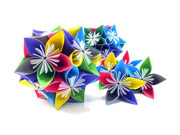 Origami enhet blommor isolerad på vit bakgrund — Stockfoto