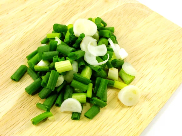 Green spring onions cutting — Stock Photo, Image