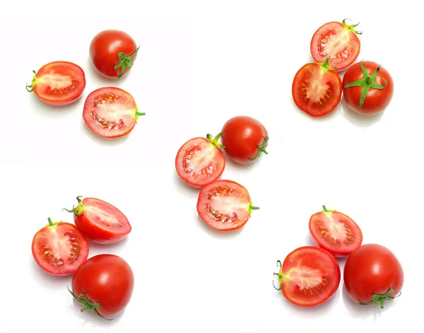 トマトと白の背景にトマトのスライス — ストック写真