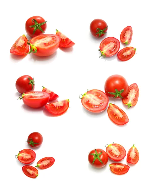 Tomate y rodajas de tomate sobre fondo blanco — Foto de Stock