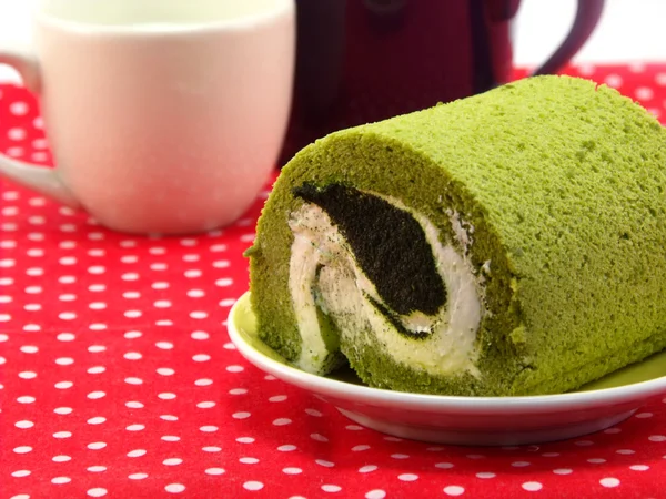 Pastel de rollo de té verde — Foto de Stock