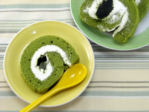 Grüner Tee Rollkuchen — Stockfoto