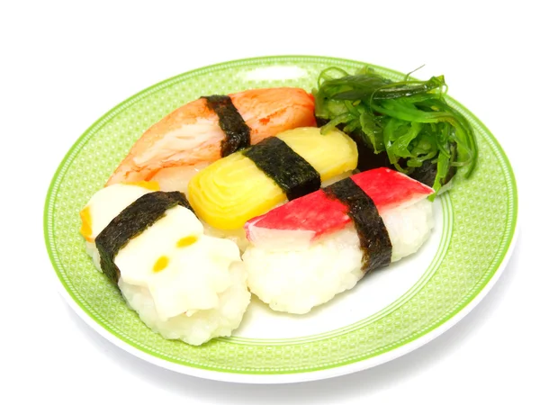 Kolekce kousky sushi izolovaných na bílém pozadí — Stock fotografie