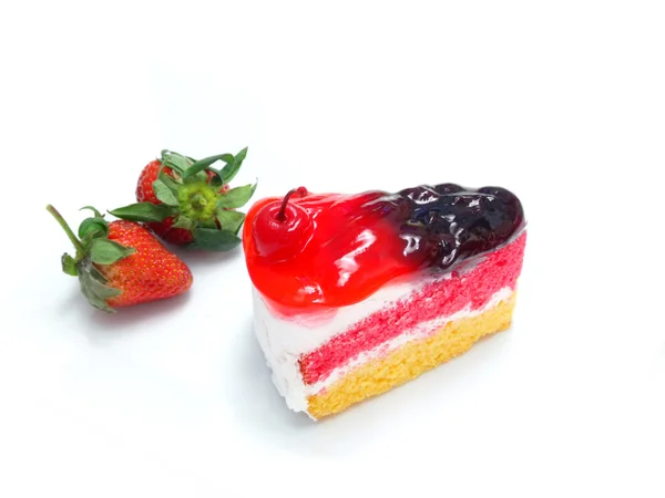 Dessert cheesecake with berries sauce — Stock Photo, Image